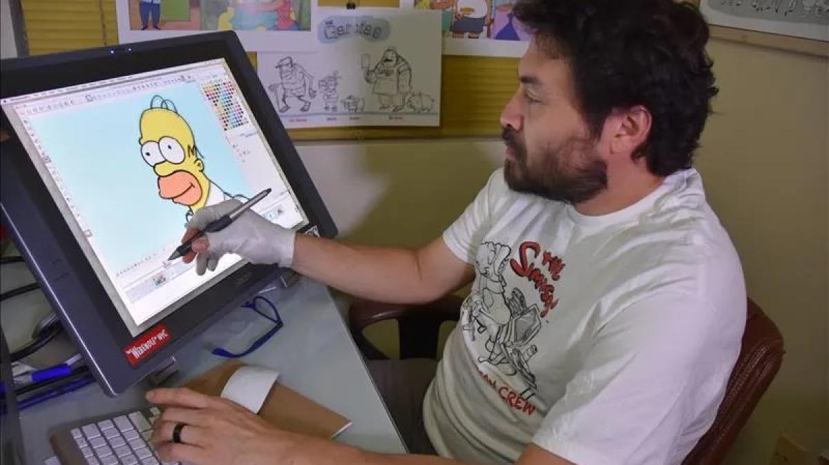 Edwin Aguilar drawing The Simpsons. File image.