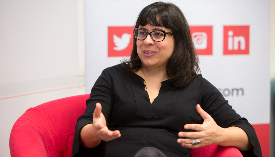 Journalist Eileen Truax at the AL DÍA newsroom on Feb. 21, 2018. Photo: Samantha Laub / AL DÍA News 