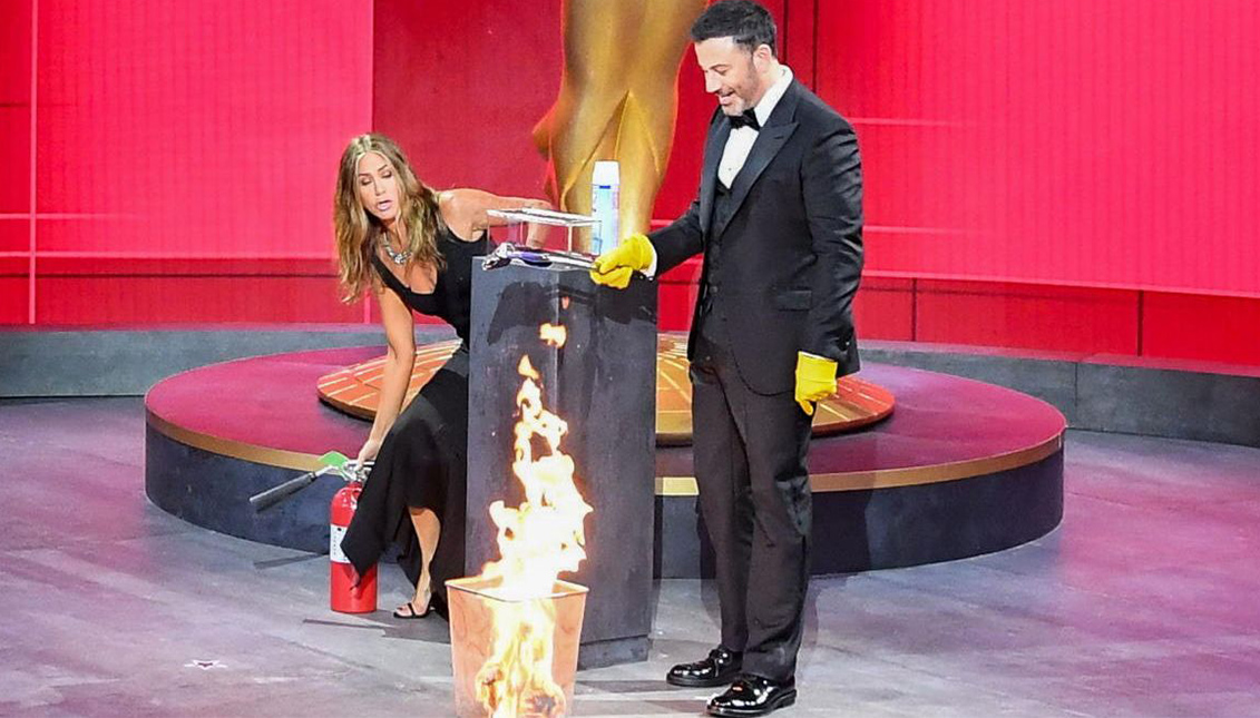 Las curiosas medidas anti COVID de Kimmel y Jennifer Aniston durante los "pandemmy". 