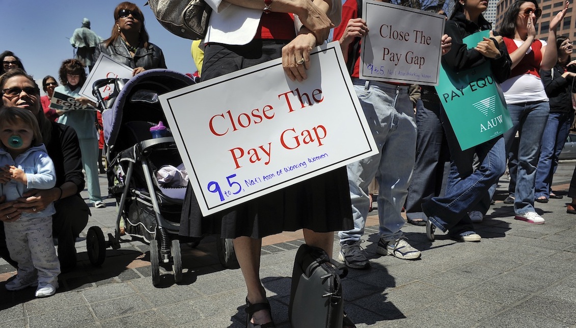 Activists gathered on the steps of the Colorado State Capitol in downtown Denver, CO, to commemorate National Pay Equity Day in 2009 Craig F. Walker - Denver Post / Getty Images