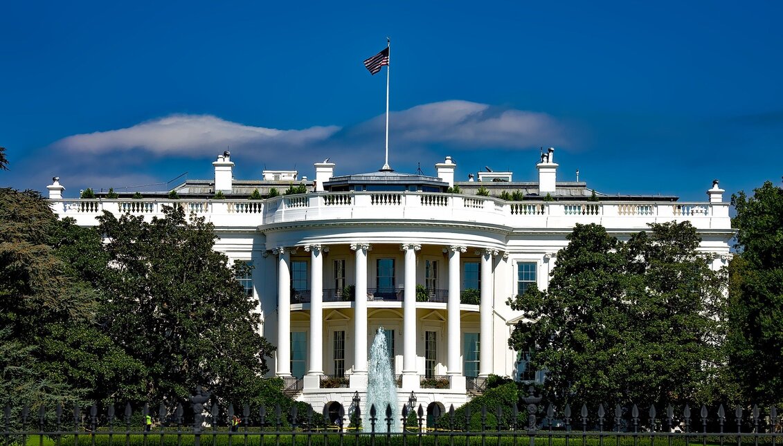 Facade of the White House in the United States