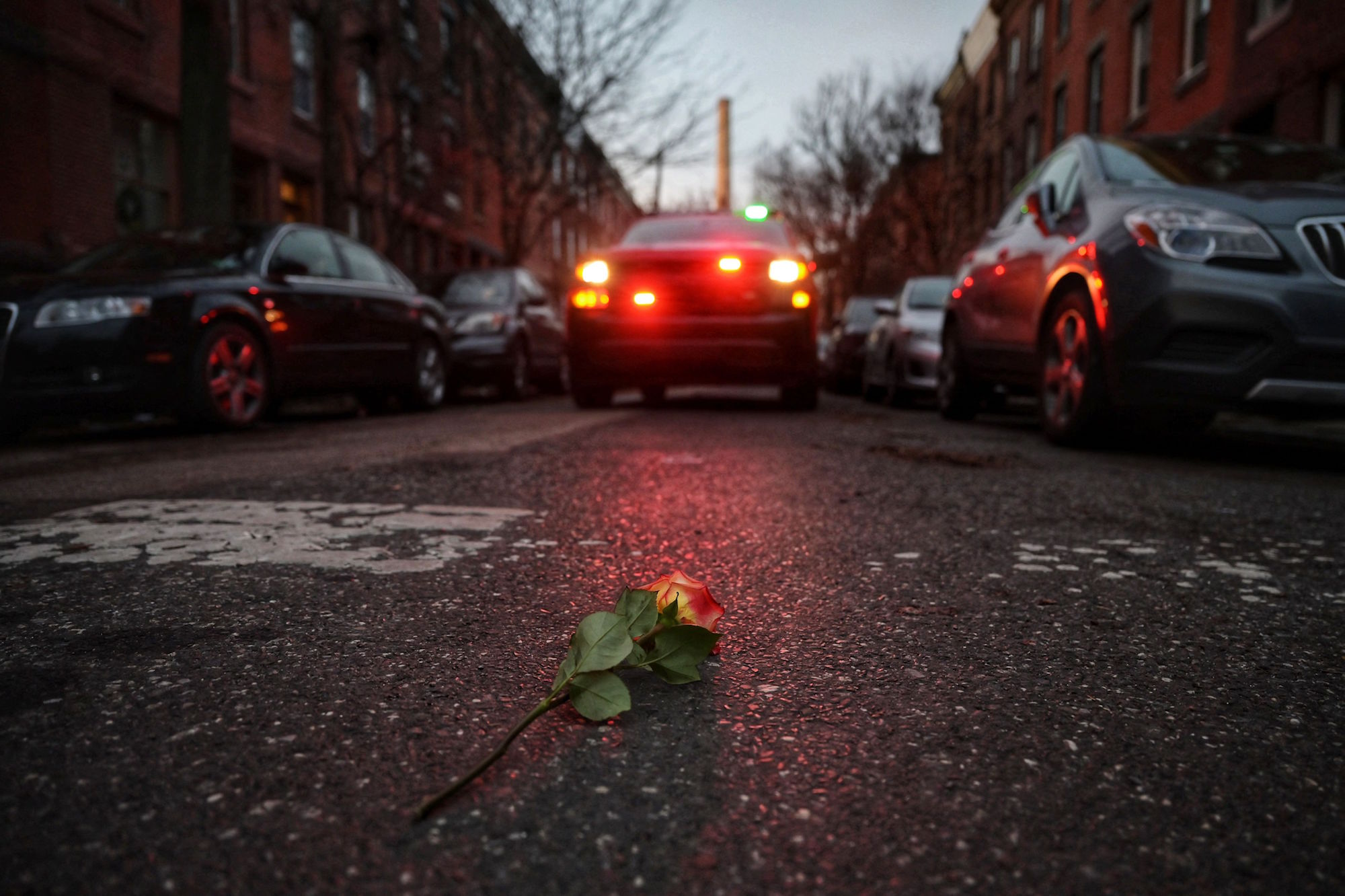 The memorial for the Fairmount fire victims was held on the morning of Jan. 17, 2022. Photo: Ed Jones/AFP via Getty Images.
