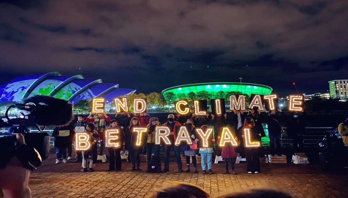 Environmental activists protest in Glasgow in the framework of COP26