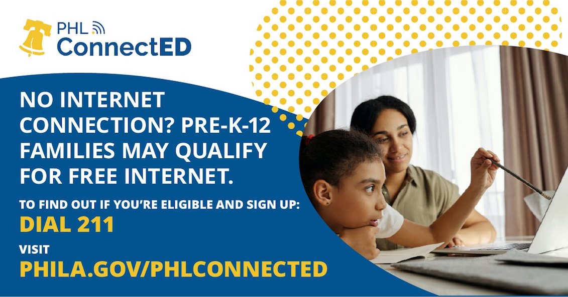 The PHLConnectED program offers free internet access for some Philly households. Photo: PHLConnectED / Twitter @PHLInnovation