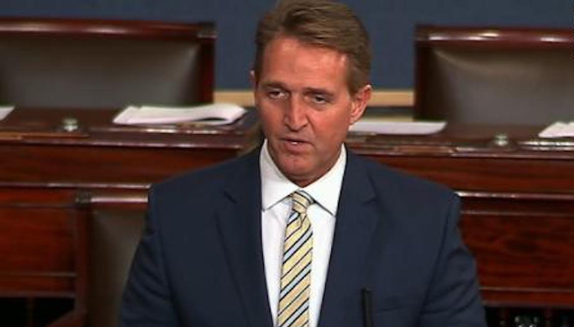 Senator Jeff Flake during his speech in the Senate's floor.