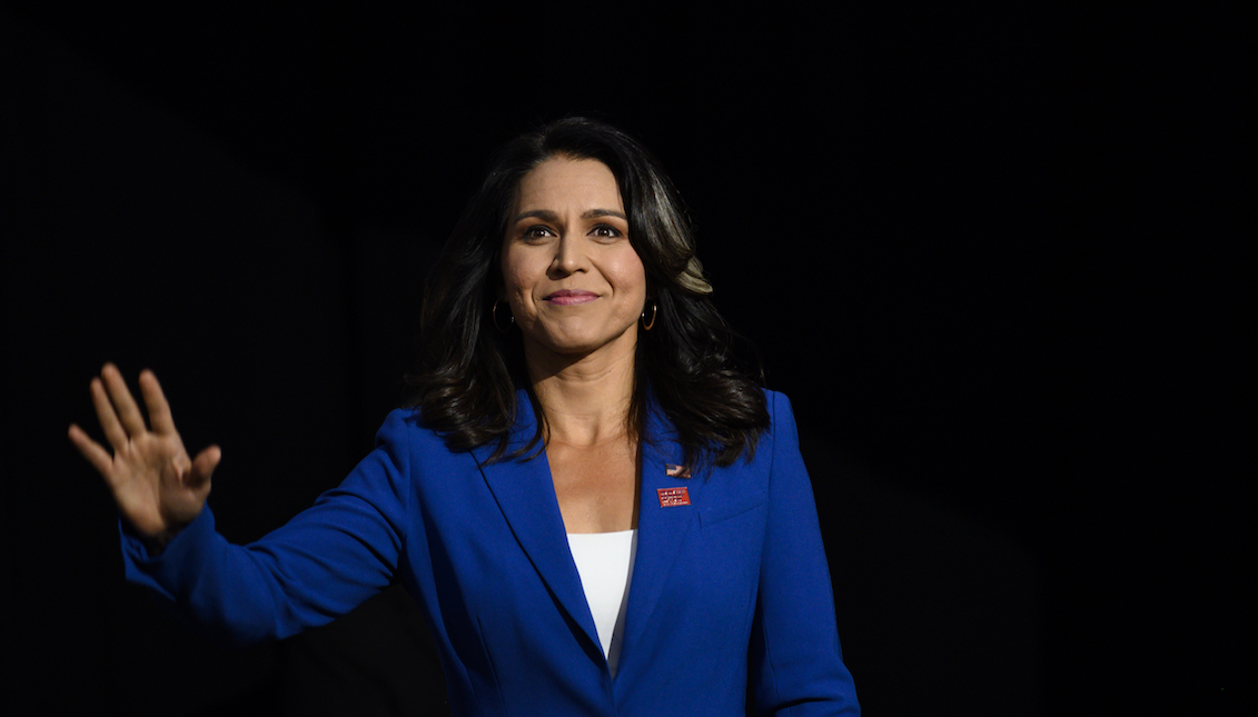 DES MOINES, IA - AUGUST 10: Democratic presidential candidate Rep. Tulsi Gabbard (D-HI) speaks during a forum on gun safety at the Iowa Events Center on August 10, 2019 in Des Moines, Iowa. The event was hosted by Everytown for Gun Safety. (Photo by Stephen Maturen/Getty Images)