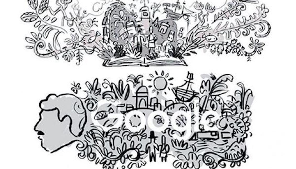 Original sketches for the anniversary doodle of Gabriel García Márquez.