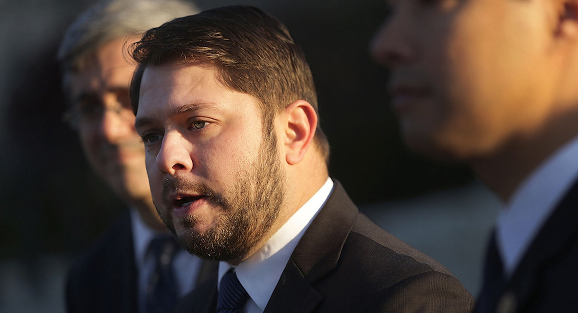 In this Dec. 2015 file photo, Rep. Ruben Gallego (D-AZ) speaks during a news conference in front of the Supreme Court in Washington, DC. | Alex Wong/Getty Images.