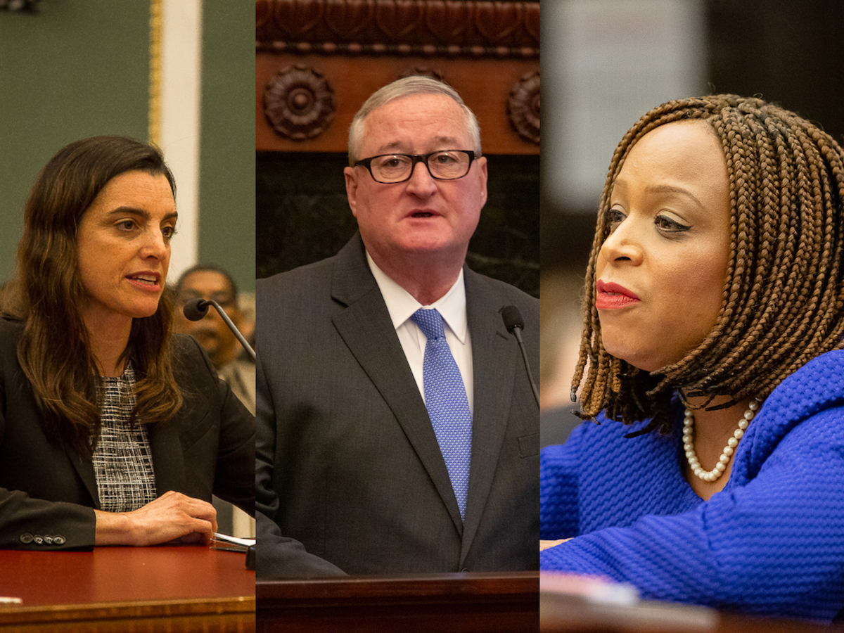 City Councilmember Jamie Gauthier and City Controller Rebecca Rhynhart expressed more than a few frustrations with Mayor Jim Kenney over his office's gun violence response. Photos: Jared Piper and Albert Lee/PHL Council and City of Philadelphia
