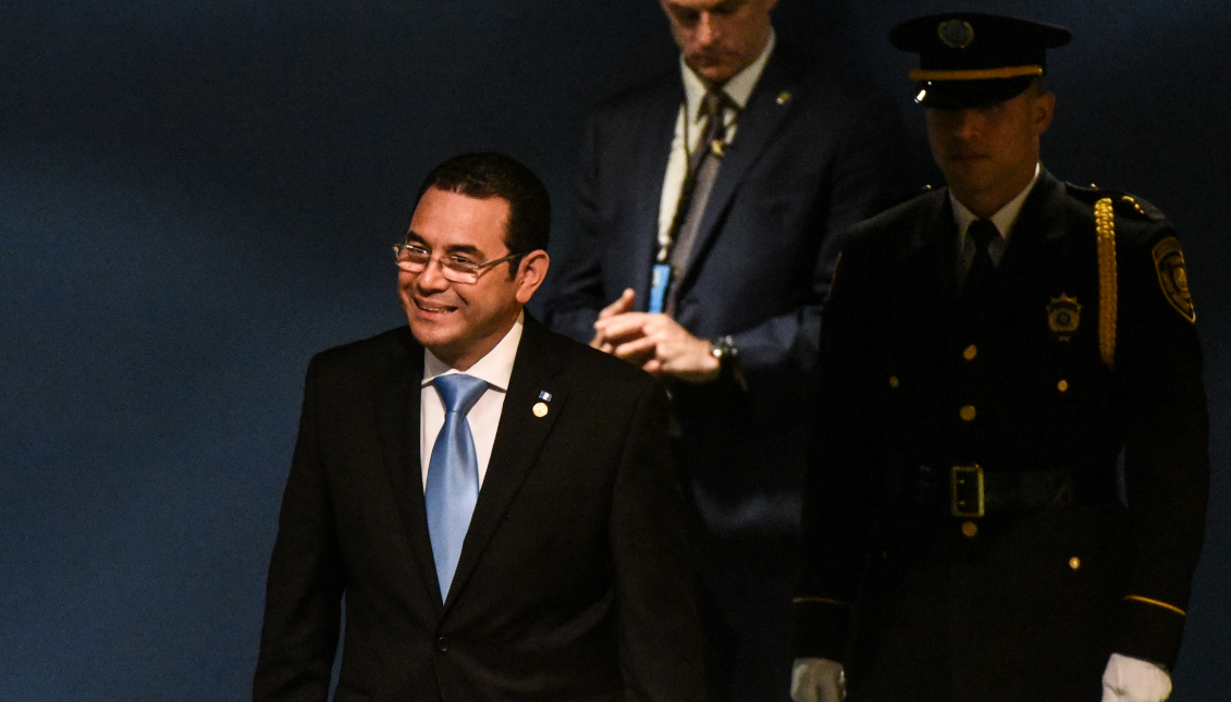 NEW YORK, NY - SEPTEMBER 25: Guatemalan President Jimmy Morales enters the United Nations General Assembly. (Photo by Stephanie Keith/Getty Images)