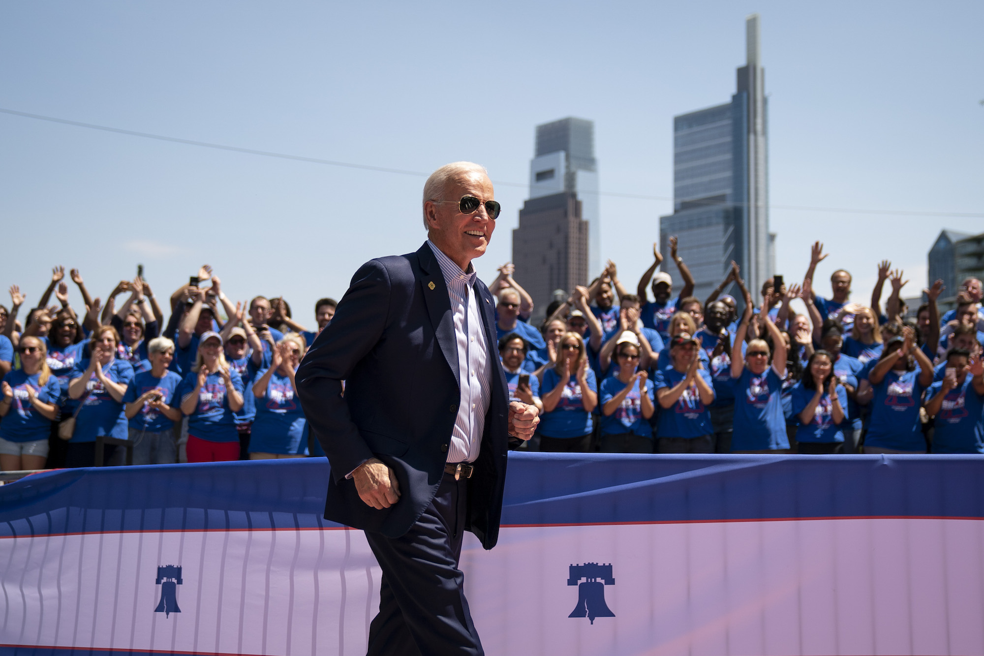 Former U.S. Vice President and Democratic presidential candidate Joe Biden arrives for a campaign kickoff rally, May 18, 2019 in Philadelphia, Pennsylvania. Photo: Drew Angerer/Getty Images.
