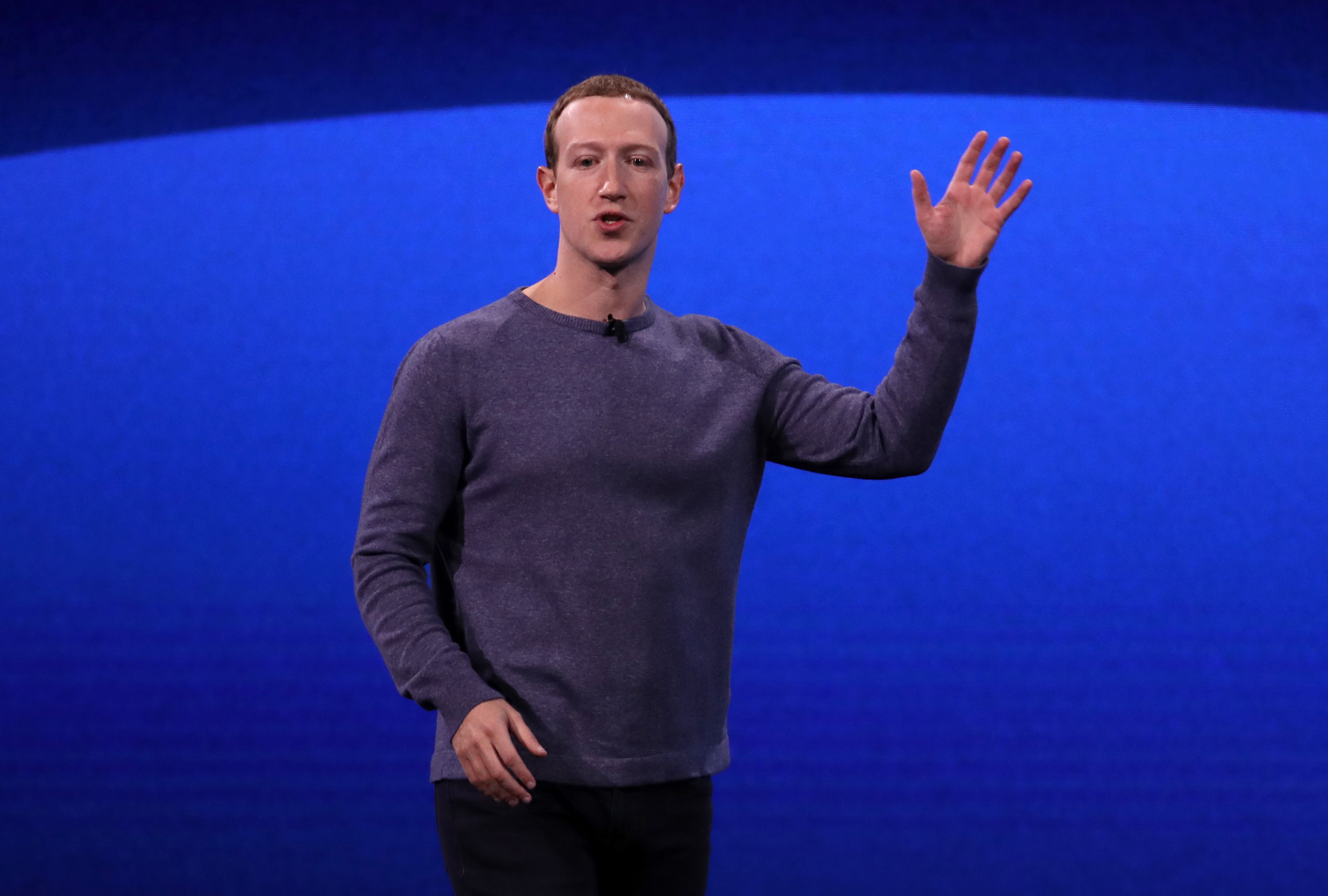 SAN JOSE, CALIFORNIA - APRIL 30: Facebook CEO Mark Zuckerberg speaks during the F8 Facebook Developers conference on April 30, 2019 in San Jose, California. Facebook CEO Mark Zuckerberg delivered the opening keynote to the FB Developer conference that runs through May 1. (Photo by Justin Sullivan/Getty Images)