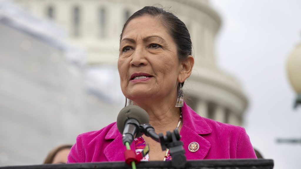 If confirmed, Representative Deb Haaland would make history as first Native American Sec. of the Interior. Photo: Stefani Reynolds / Getty Images