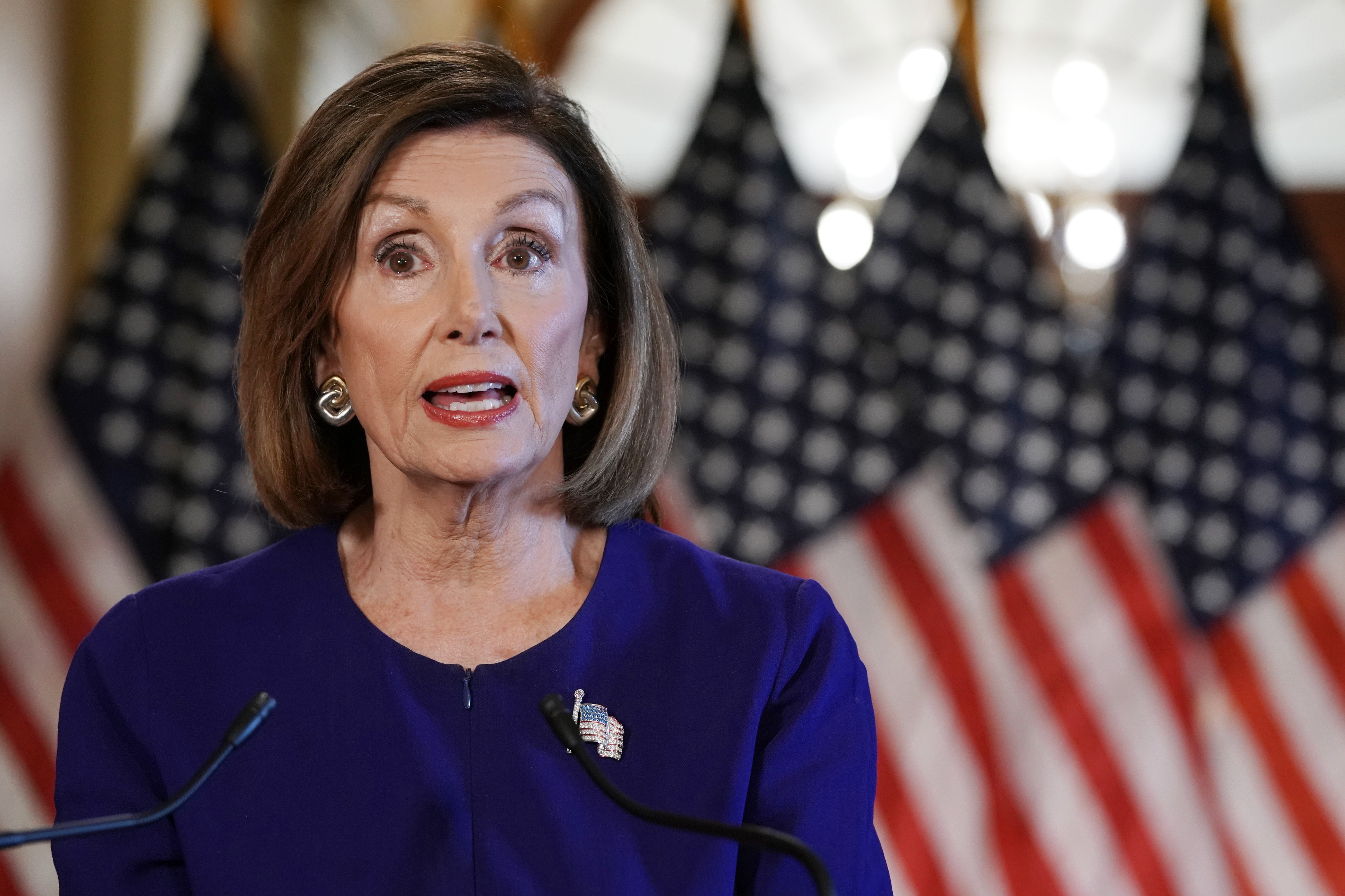 WASHINGTON, DC - SEPTEMBER 24: U.S. House Speaker Nancy Pelosi (D-CA) announced a formal impeachment inquiry today after allegations that President Donald Trump sought to pressure the president of Ukraine to investigate leading Democratic presidential contender, former Vice President Joe Biden and his son, which was the subject of a reported whistle-blower complaint that the Trump administration has withheld from Congress. (Photo by Alex Wong/Getty Images)