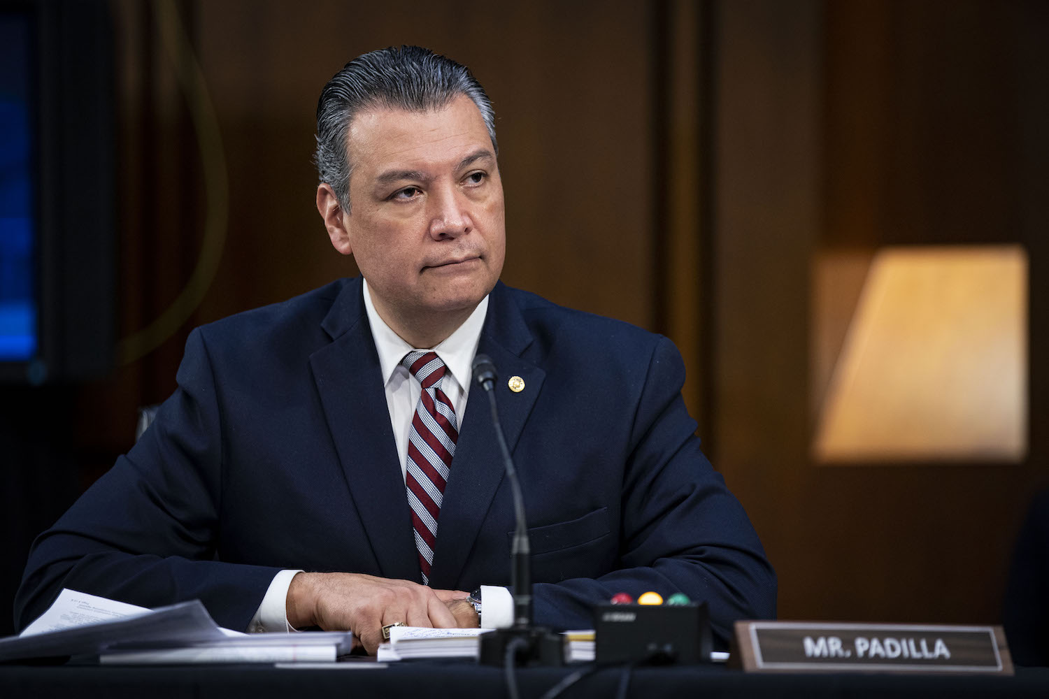 Senator Alex Padilla calls for the EPA and Department of Justice to stand up for BIPOC communities. Photo: Al Drago/EFE