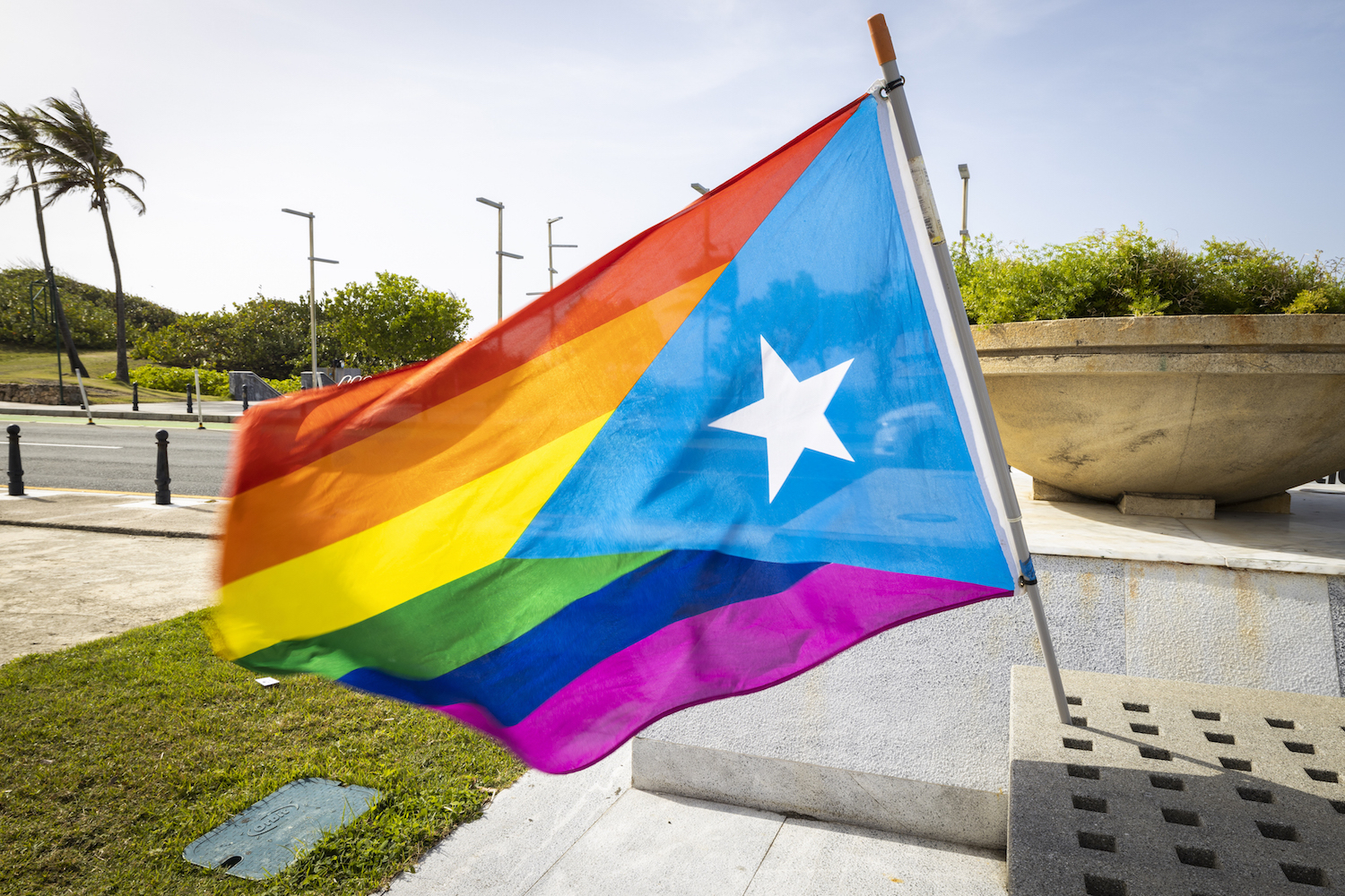 People gathered at the Capitol Hill in San Juan, Puerto Rico, on May 17, 2021 to celebrate The International Day Against Homophobia, Biphobia and Transphobia. Protesters asked legislators to pass the law that would ban sexual Conversion Therapy. (Photo by Alejandro Granadillo/NurPhoto via Getty Images)