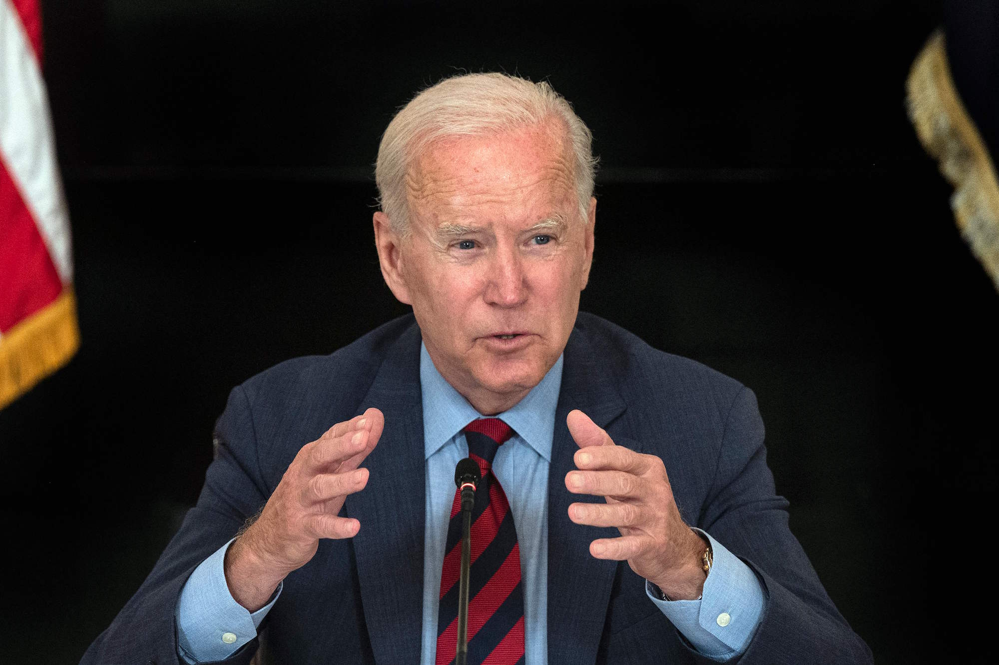 U.S. President Joe Biden speaks at the White House in Washington, DC, on August 3, 2021, during a meeting with Latino community leaders to discuss his economic agenda, immigration reform, and the need the need to protect the right to vote. Photo: Jim Watson/AFP via Getty Images.