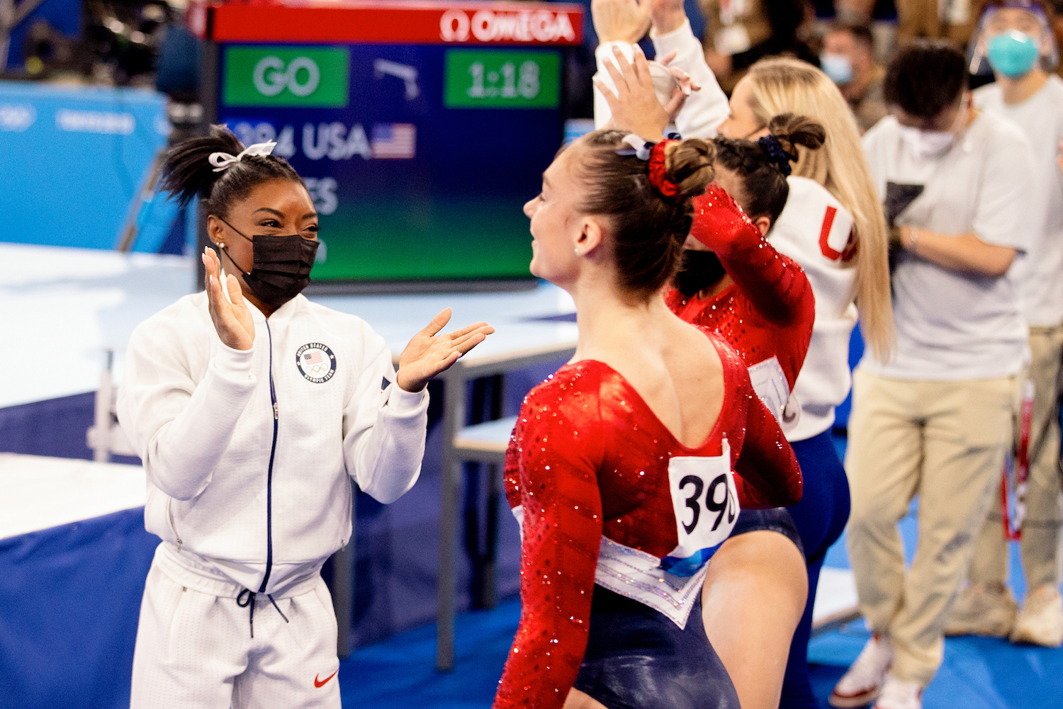 Simone Biles of United States of America competing on Women's Team Final during the Tokyo 2020 Olympic Games at the Ariake Gymnastics Centre on July 27, 2021 in Tokyo, Japan. Photo: Iris van den Broek/BSR Agency/Getty Images
