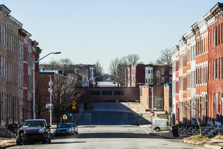 Streets of Harlem Park, Baltimore. Stock photo