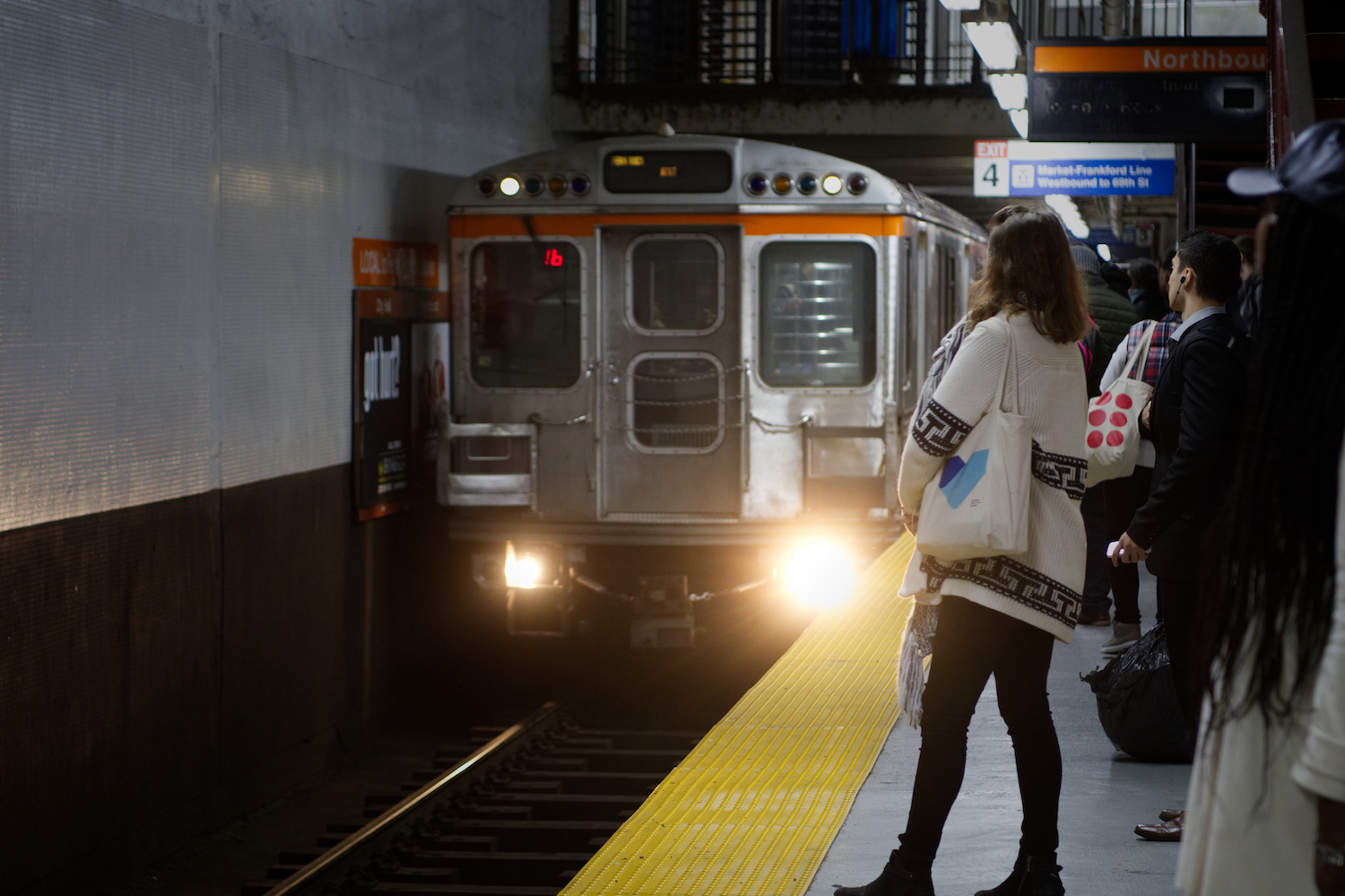  
Commuters wait on the platform as a Northbound Broad Street Line train arrives at SEPTA City Hall subway station, in Center City, Philadelphia, PA, on November 8, 2017. Photo: Bastiaan Slabbers/NurPhoto via Getty Images
