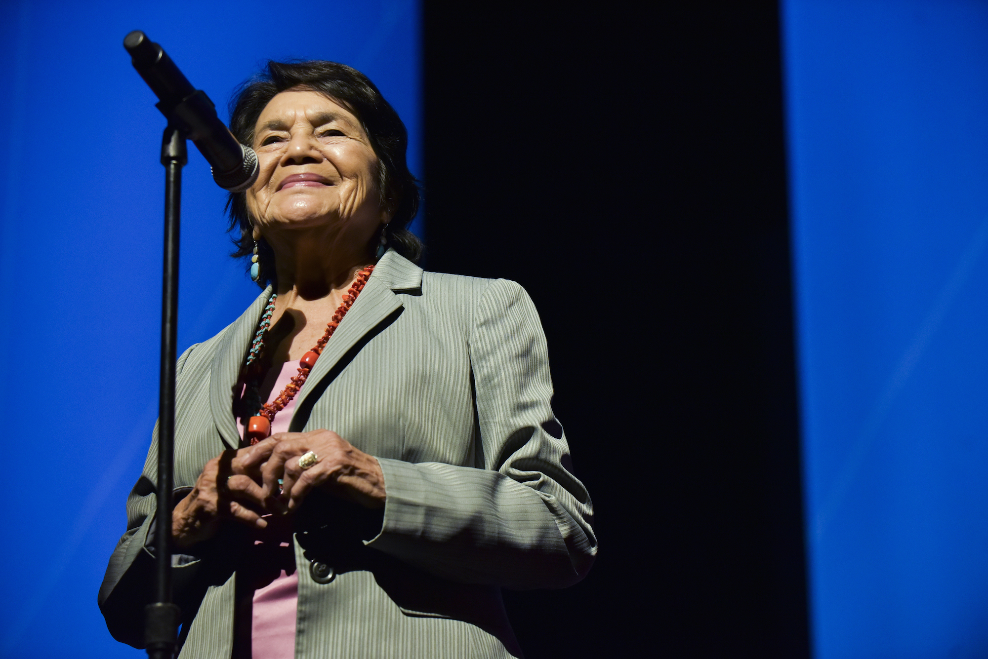 Dolores Huerta speaks on stage at The United State of Women Summit 2018 - Day 1 on May 5, 2018 in Los Angeles, California. Photo: Rodin Eckenroth/Getty Images