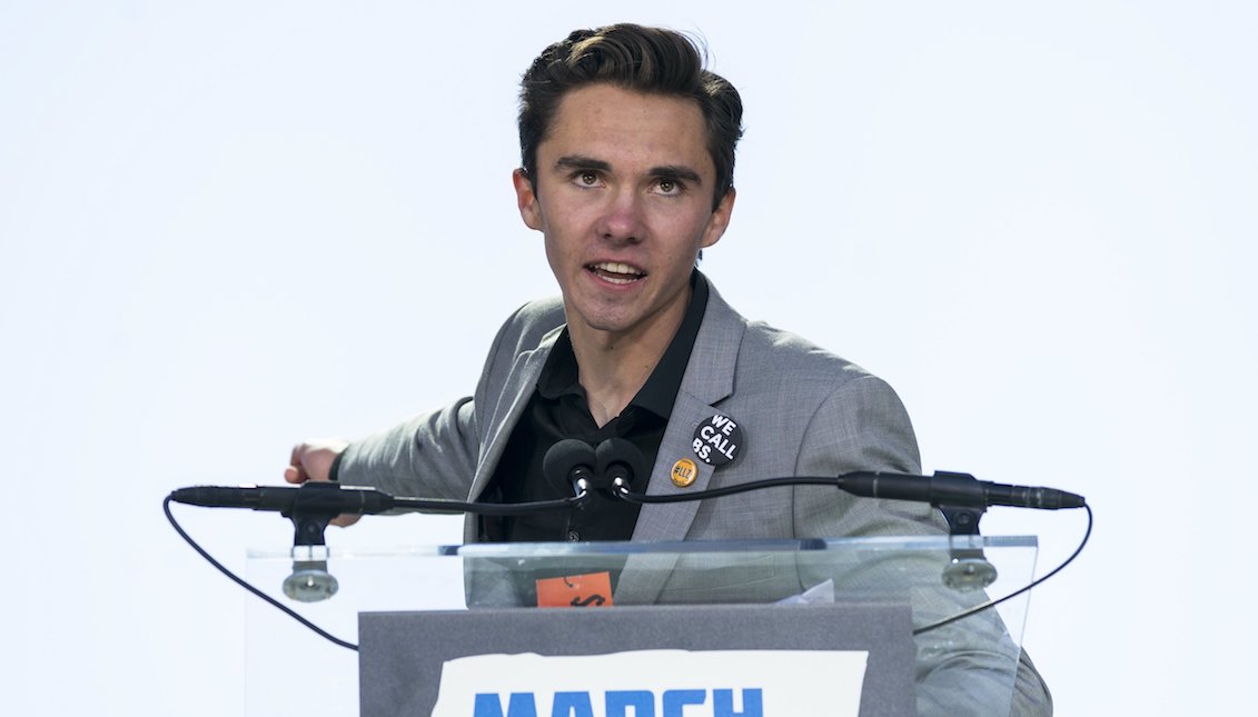 David Hogg, a survivor of the school shooting at Marjory Stoneman Douglas High School, speaks at the March For Our Lives in Washington, DC, USA, 24 March 2018.