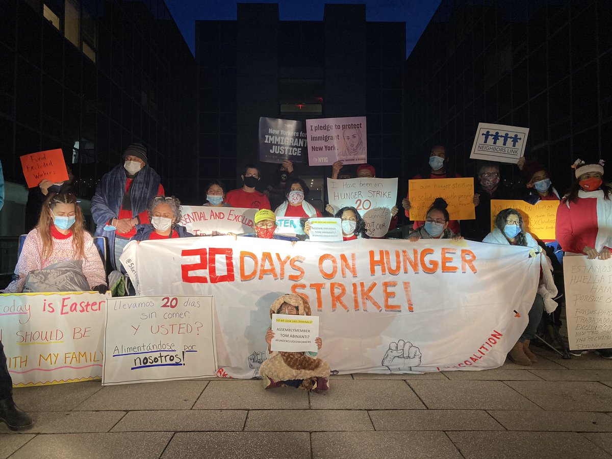 Workers on Strike. Photo via @StreetVendorProject #FundExcludedWorkers.