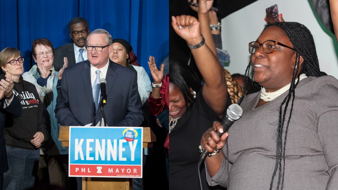 Both Mayor Jim Kenney and at-large third party candidate Kendra Brooks claimed victory on Nov. 5. Photos: LEFT: Charles Fox/The Philadelphia Inquirer. RIGHT: Emily Neil/AL DÍA News.