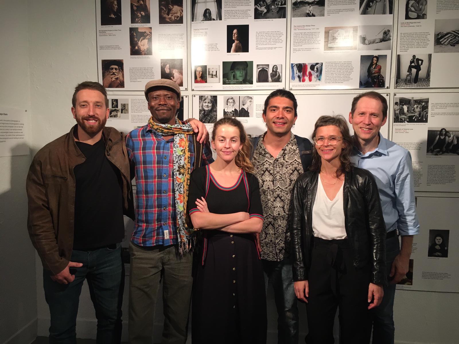 From left to right: Tom Laffay, Hector Marino Carabalí, Emily Wright, Daniel Bustos Echeverry, and Slought's Gwynne Fulton and Aaron Levy