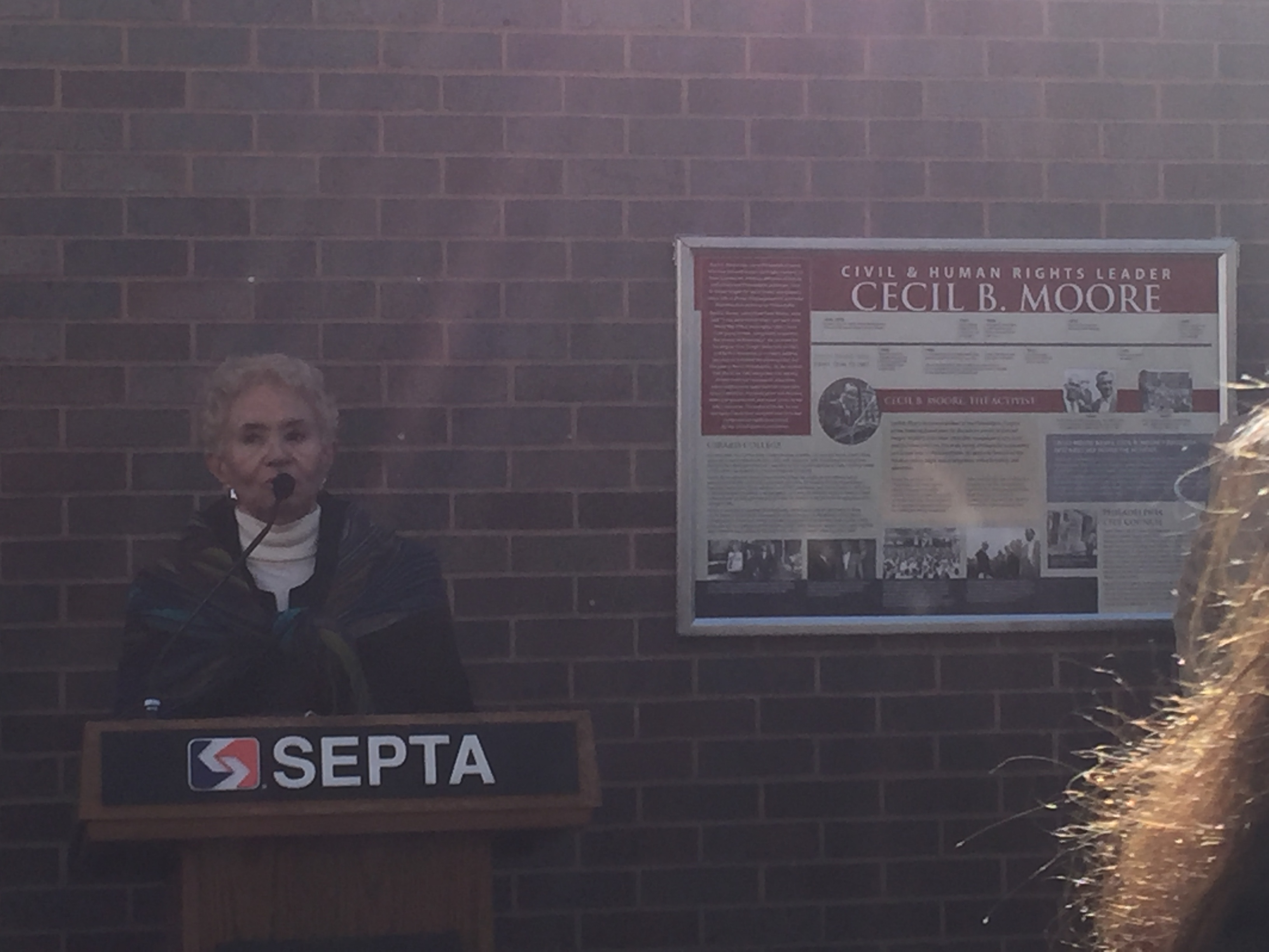 Cecily Moore Banks, Cecil B. Moore's daughter speaks in honor of her father.