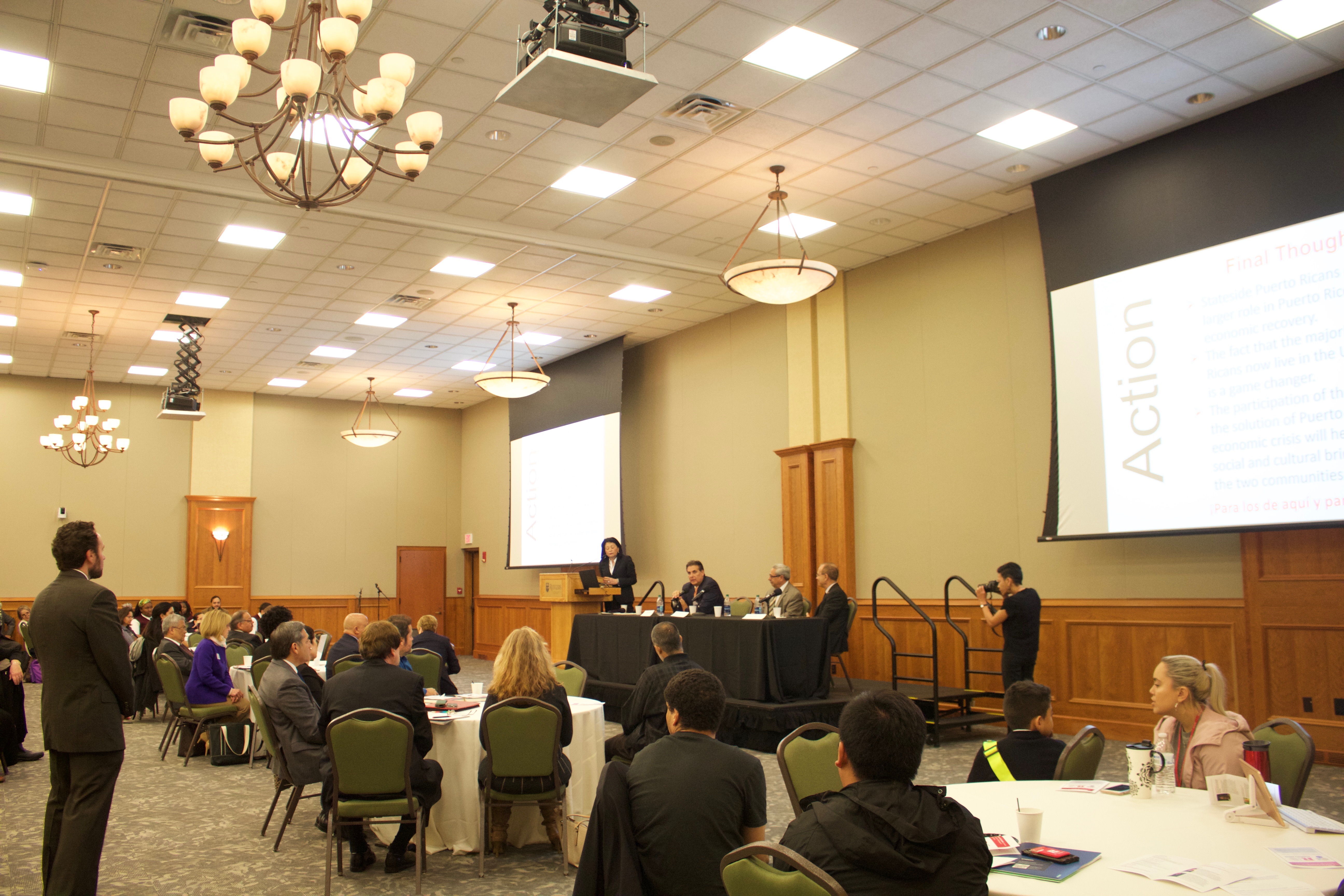 Elected officials, scholars, and activists gathered for a symposium held at the Rutgers-Camden campus on the topic of "A Year After Maria: Current and Future Challenges in Puerto Rico." Photo: Emily Neil / AL DÍA News