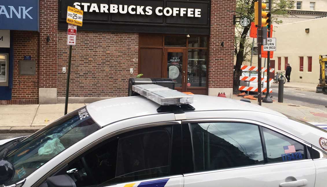 The Starbucks coffeehouse at 18th and Spruce Streets where the 'arrest incident' happened last week. Photo: Linn Washington Jr.