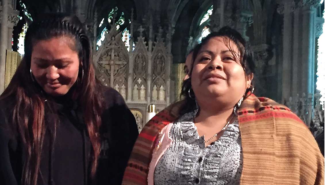 Asylum seeker Carmella Apolonio Hernández (right) with supporter Alma Lopez (left). Photo LBW