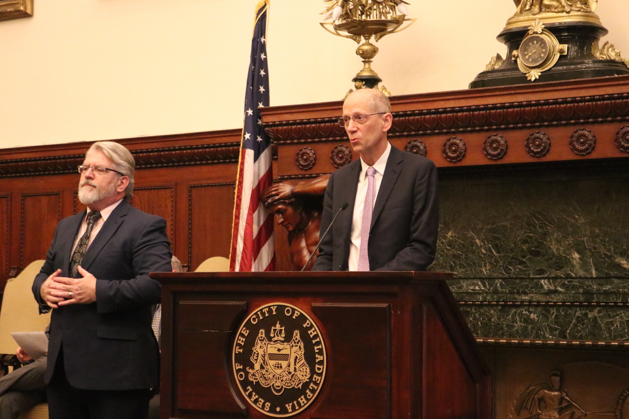 Philadelphia Health Commissioner Dr. Thomas Farley addresses attendees to a press conference announcing Philadelphia's first case of COVID-19 or coronavirus. Photo: Nigel Thompson/AL DÍA News.