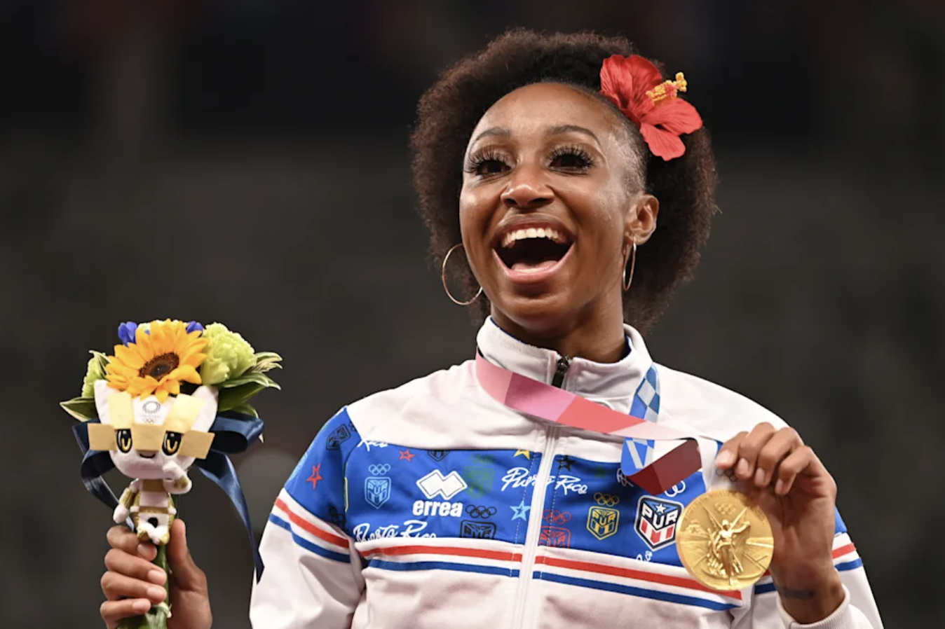 Jasmine Camacho-Quinn stayed true to her Puerto Rican roots by representing Puerto Rico at the 2020 Tokyo Olympics. Photo: Getty Images.
