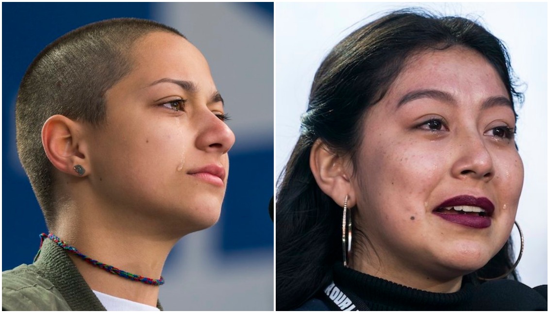 Emma González (L) and Edna Chávez (R), were two of the most powerful voices in the March for Our Lives, last Saturday, March 24 in Washington, D.C. EFE / EPA / JIM LO SCALZO