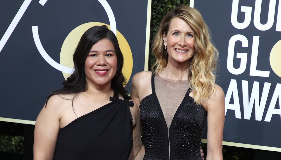 Mónica Ramírez (left) and Laura Dern (right) on the red carpet of the Golden Globes. Source: Twitter.