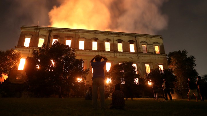 The 200-year old building caught fire last weekend. Photo: Richardo Moraes / Reuters