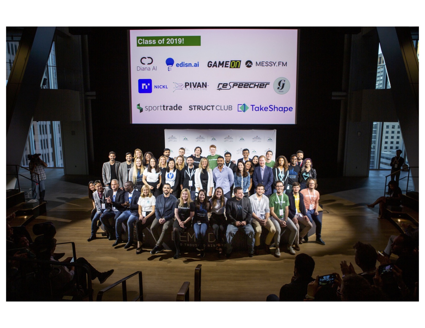 The 2019 class of the Comcast NBCUniversal LIFT Labs Accelerator program. Photo Courtesy of Comcast NBCUniversal. 