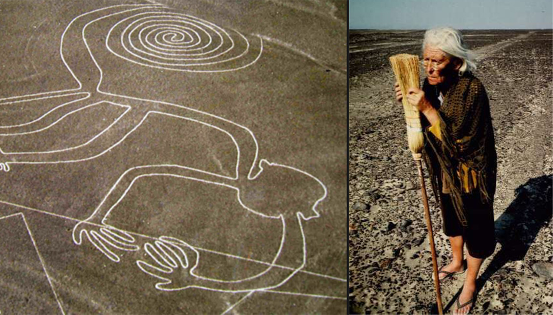 Maria Reiche lived in a hut in Nazca, so she could study the up to 70 glyphs found in those plains. Via Vital Footprint.