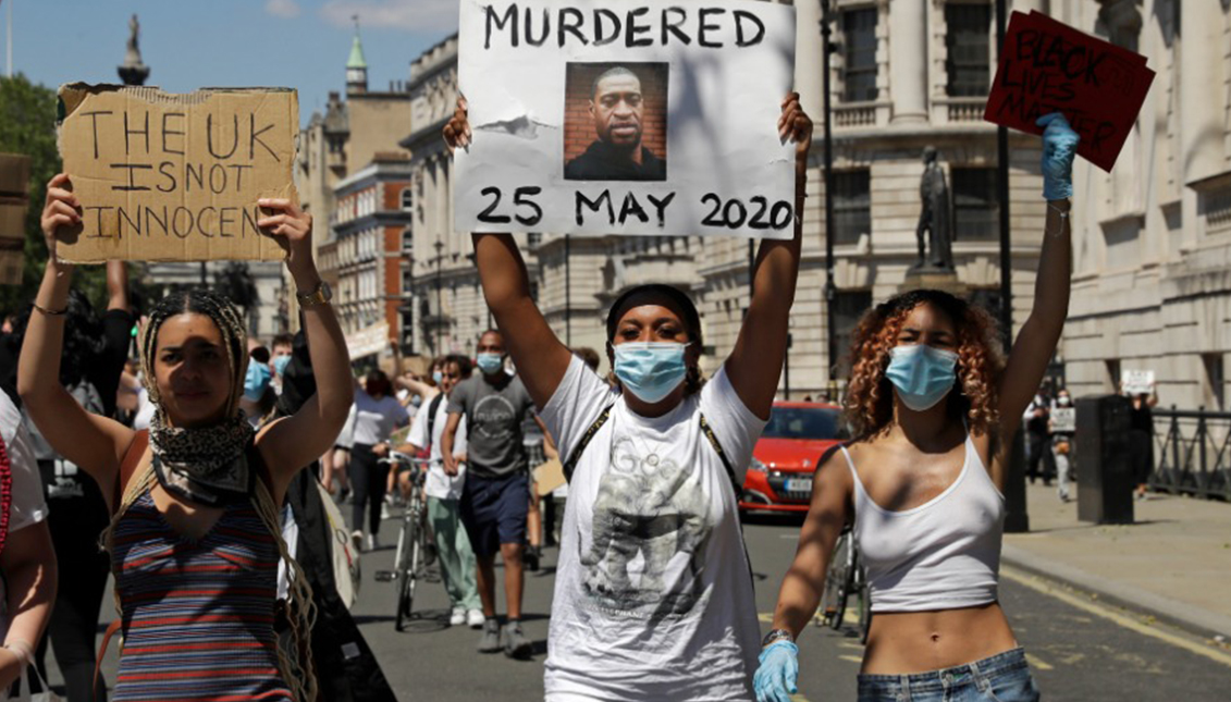 Protestas en Londres este fin de semana por la muerte de George Floyd. Photo: Getty Images.