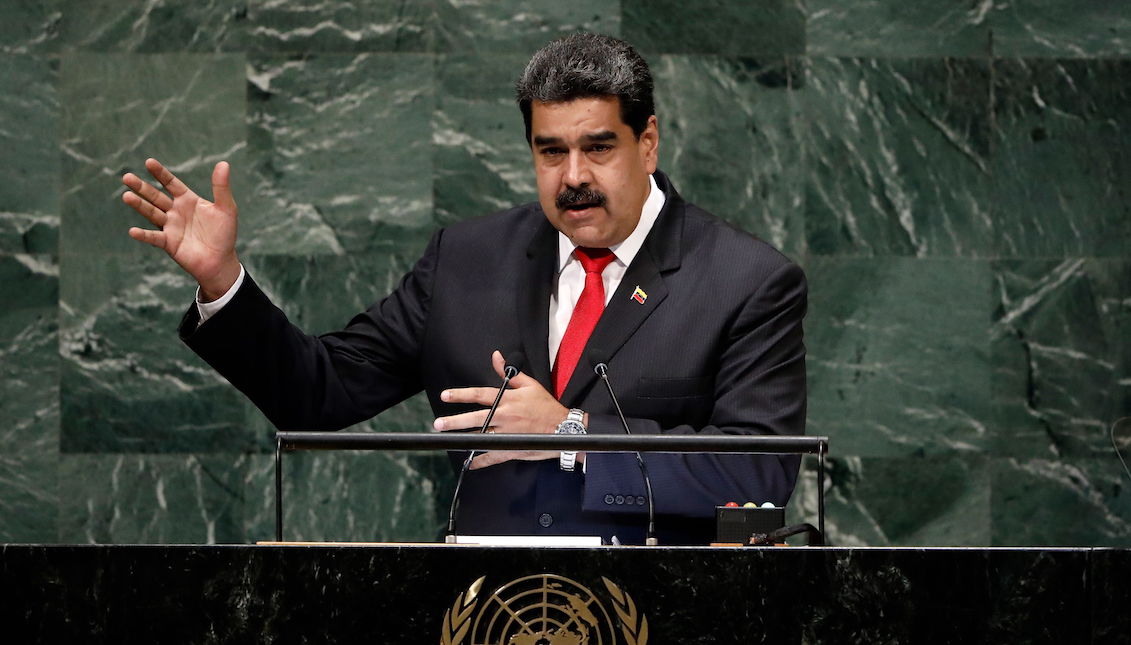 The president of Venezuela, Nicolás Maduro, intervenes before the General Assembly of the United Nations (UN) on Wednesday, September 26, 2018, at the agency's headquarters in New York. Nicolás Maduro said that the humanitarian crisis in his country is being used as an excuse by the United States to justify an international military intervention following "the same scheme of weapons of mass destruction in Iraq." EFE/Peter Foley.