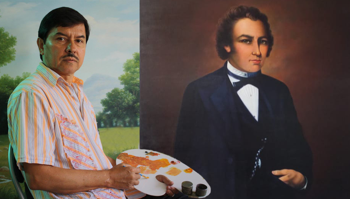 Painter Miguel Torres painted a portrait of Ambassador Manuel Torres ahead of the 2021 AL DÍA Archetype Hispanic Heritage Gala & Awards Ceremony.