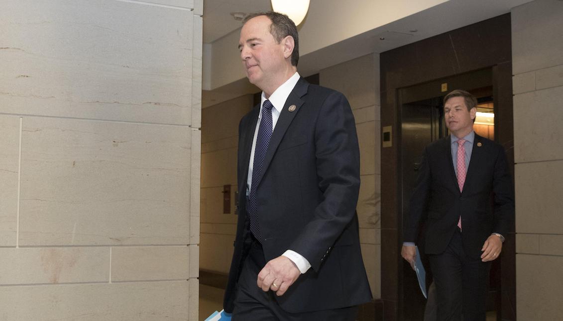 The Democratic representative of California and member of the Standing Select Committee on Intelligence of the House of Representatives, Adam Schiff (i), was walking on February 5, 2018, to a meeting of the Commission, in the Capitol of Washington. EFE / Michael Reynolds