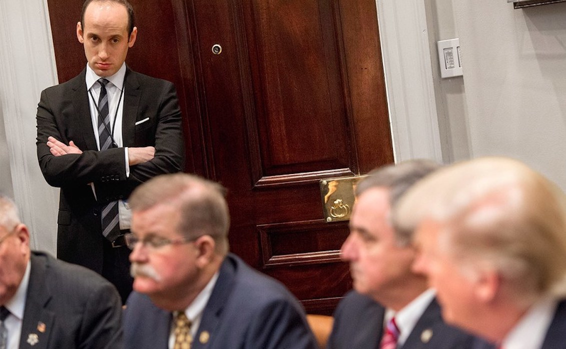 Miller and President Trump meet with county sheriffs at the White House in February. By Paul Marotta/Getty Images.