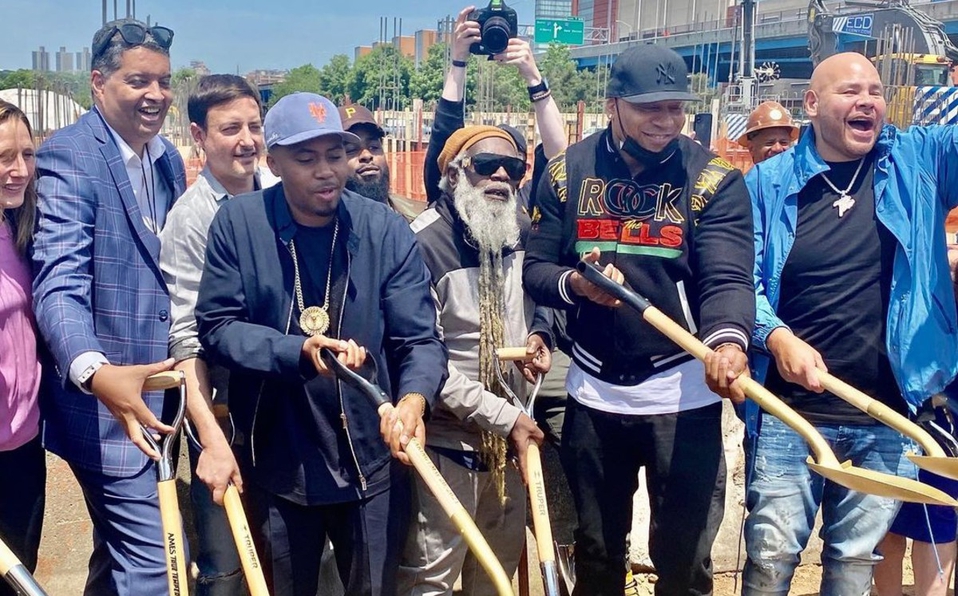 Rap legends at the symbolic event for the hip hop museum in the Bronx..Photo from @Nas's Instagram.