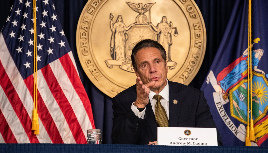 Gov. Cuomo during a press conference on Monday. Photo: Jeenah Moon/Getty Images