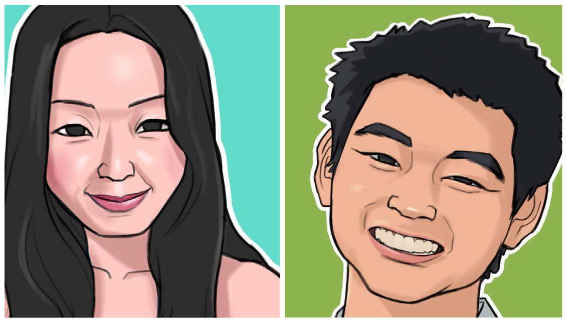 Digital drawings of Ee Lee and Christian Hall. Photos: Jonathan D. Chang