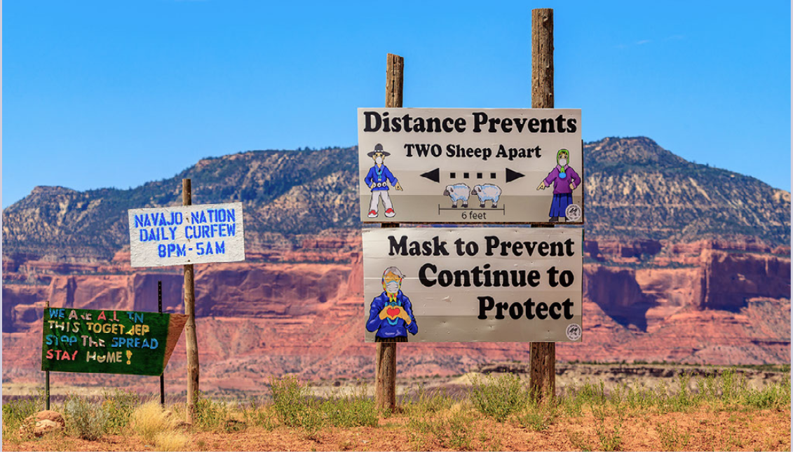 COVID-19 safety signs in Black Rock, Arizona. Photo: Nina Mayer Ritchie