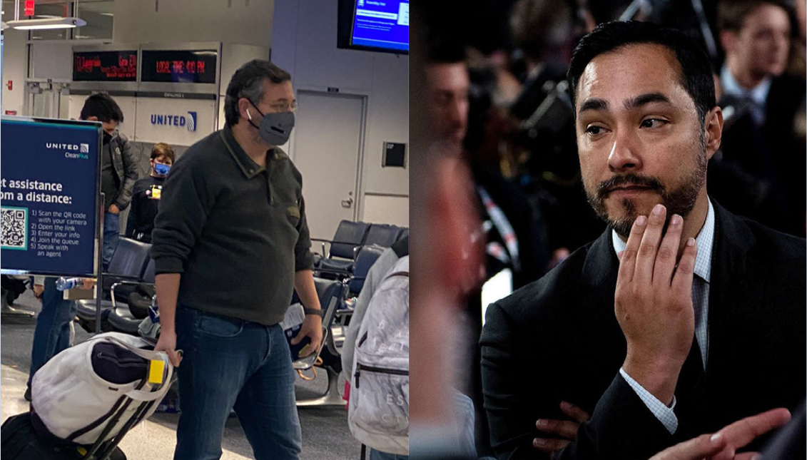 Texas Senator Ted Cruz was captured boarding a plane bound for Cancun on Feb. 17. Photo: Twitter user @Juan_Gomez18/Brendan Smialowski via Getty Images
